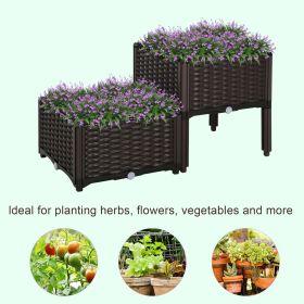 Raised Garden Bed With Legs, Self-Watering Planter Box Raised Bed To Grow Flowers (Color: Brown)
