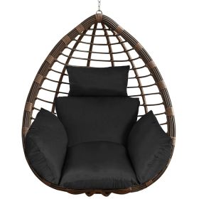 1Pc Egg Chair Cushion Hanging Basket Seat Cushion Thicken Soft Egg Swing Chair Pad Hanging Egg Chair Cushion With Headrest (Color: Black)